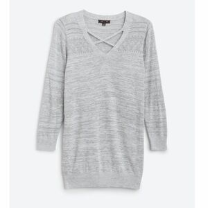 Lety and Me Niki Pointelle 3Quarter Sleeve Pullover, Light Gray